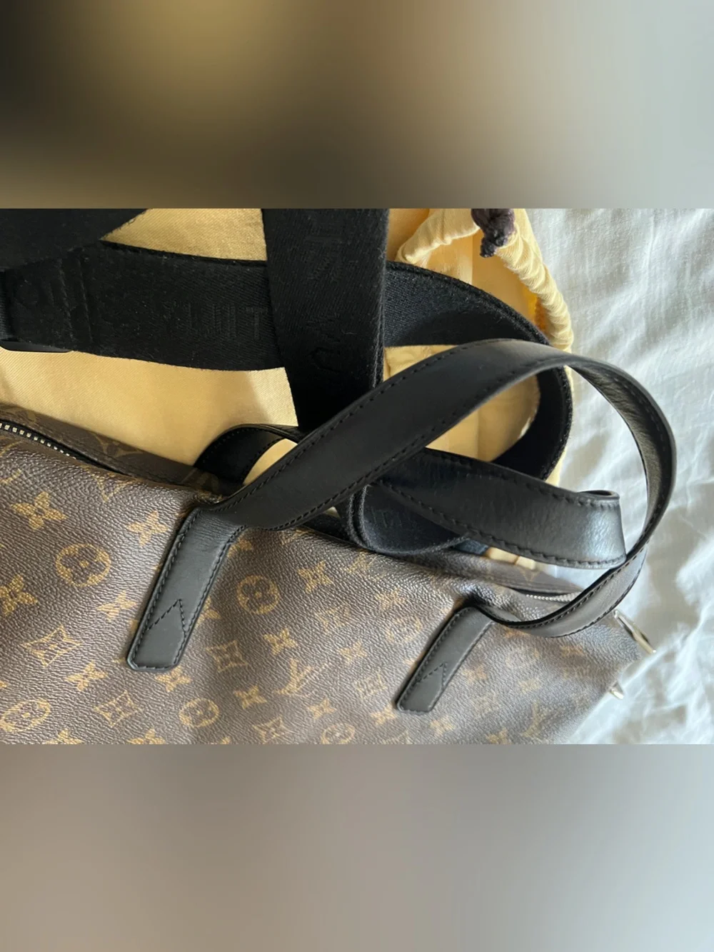 Authentic Louis Vuitton Macassar Kitan Crossbody Tote Bag